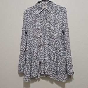 Denim & Supply Ralph Lauren Floral Button Down Tiered Blouse L